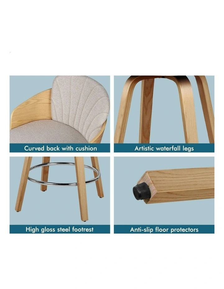 Alice Kitchen Swivel Wooden Bar Dining Stools Set Of 2 in Grey image 6