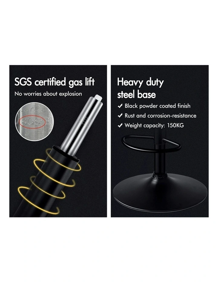 Wooden Leather Gas Lift Ramiro Kitchen Swivel Bar Stools Set Of 2 in White image 3