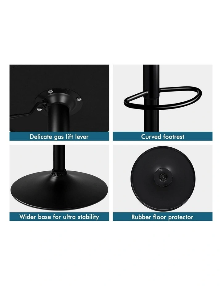 Wooden Leather Gas Lift Ramiro Kitchen Swivel Bar Stools Set Of 2 in White image 7