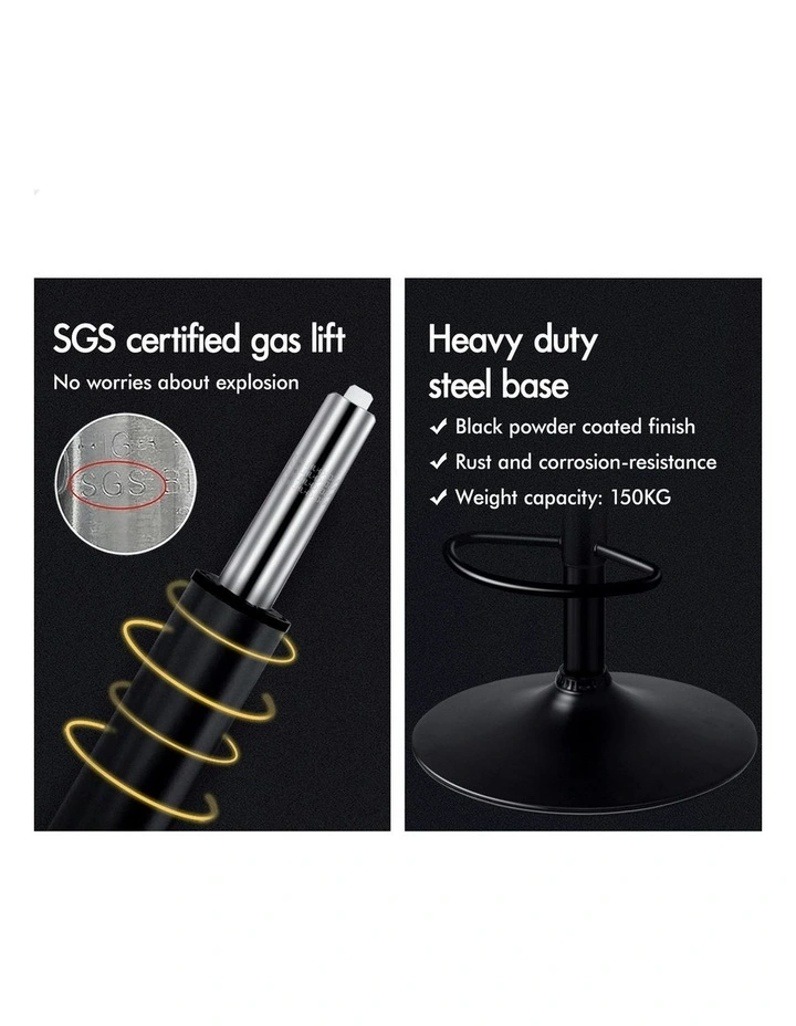 Wooden Linen Fabric Ramiro Kitchen Swivel Bar Stool Set Of 2 in All Black image 4