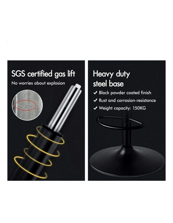 Wooden Linen Fabric Ramiro Kitchen Swivel Bar Stool Set Of 2 in Black image 4