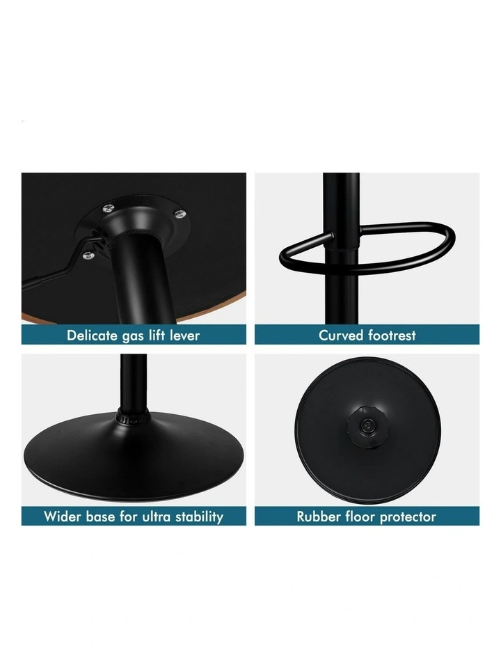 Wooden Linen Fabric Ramiro Kitchen Swivel Bar Stool Set Of 2 in Black image 6