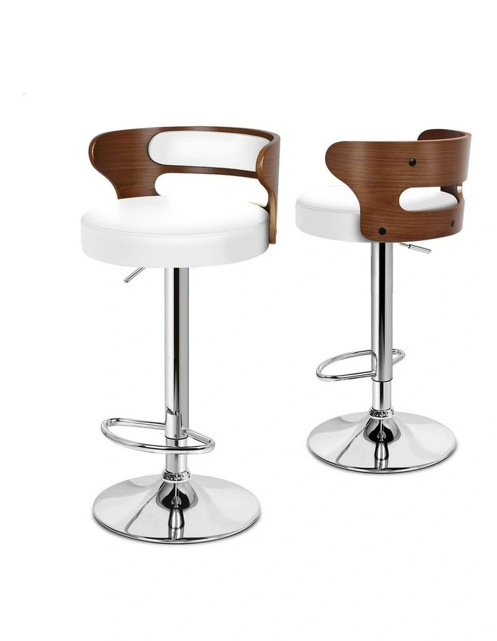 Wooden Leather Ramiro Kitchen Swivel Bar Stool Set Of 2 in White image 1