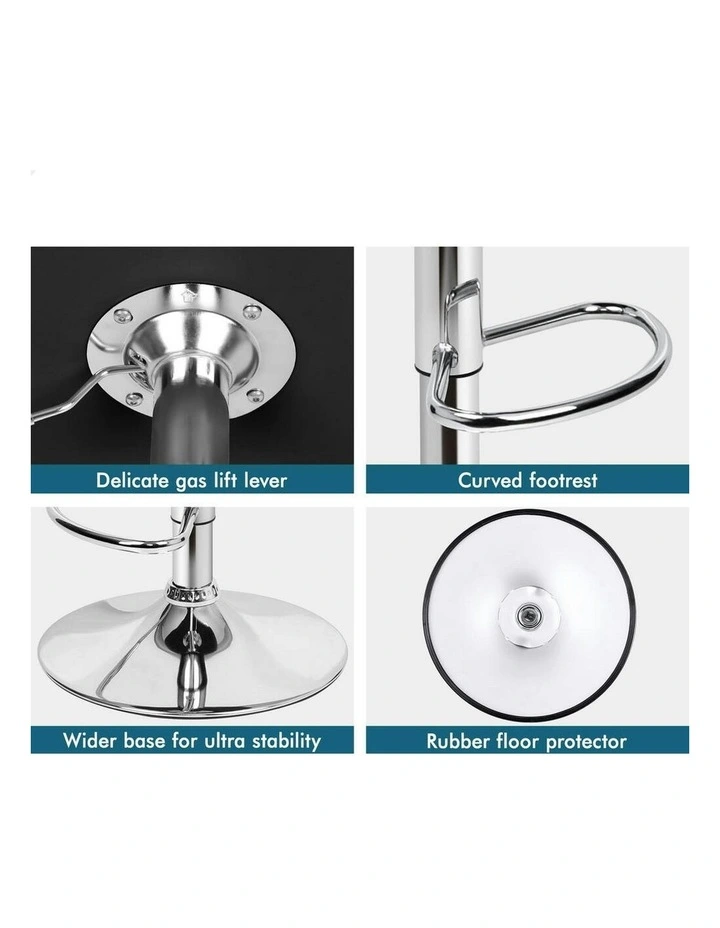 Wooden Leather Ramiro Kitchen Swivel Bar Stool Set Of 2 in White image 3