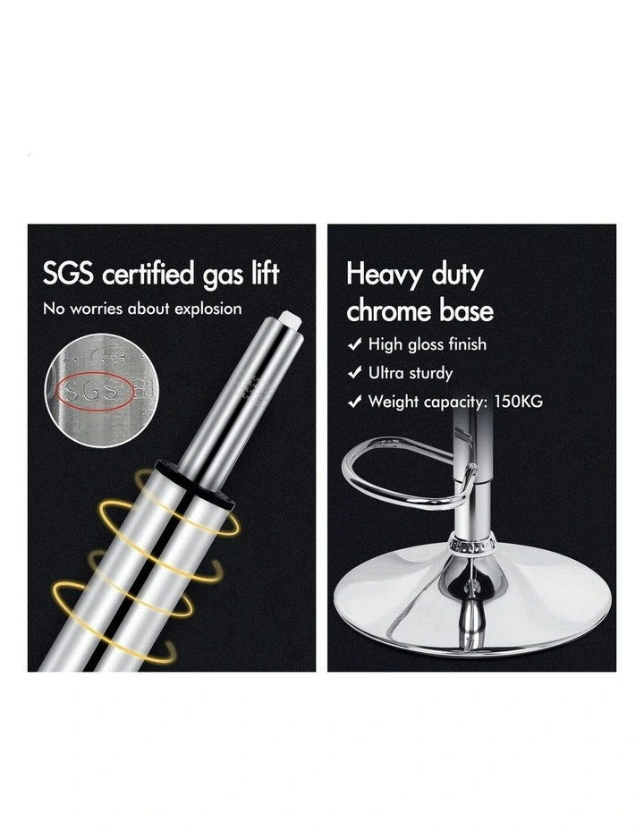 Wooden Leather Ramiro Kitchen Swivel Bar Stool Set Of 2 in White image 5