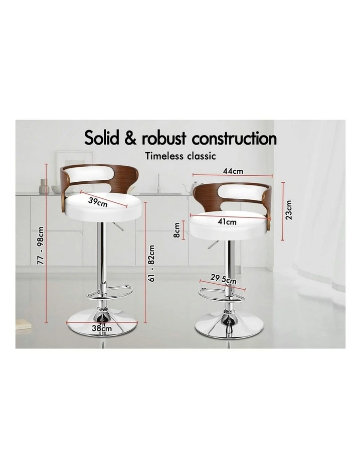 Wooden Leather Ramiro Kitchen Swivel Bar Stool Set Of 2 in White image 7