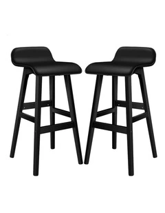 Wooden Bar Stools Set Of 2 in All Black