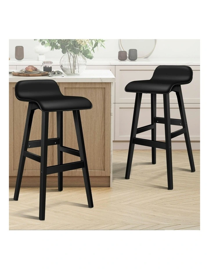 Wooden Bar Stools Set Of 2 in All Black image 2