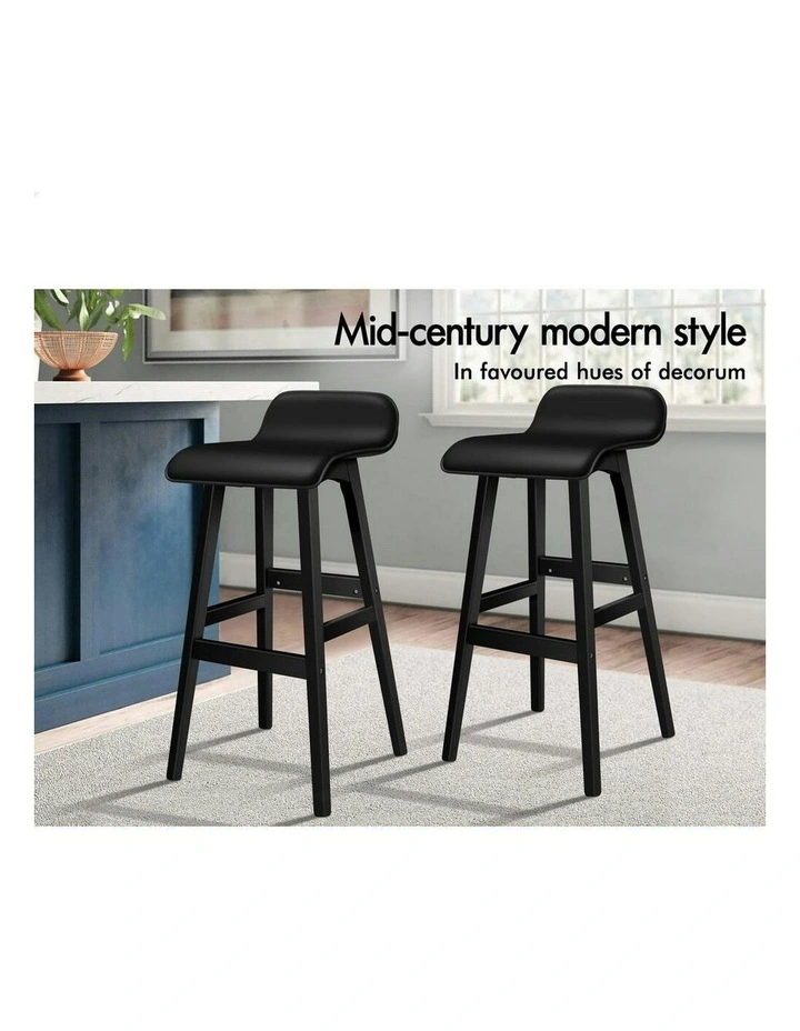 Wooden Bar Stools Set Of 2 in All Black image 3