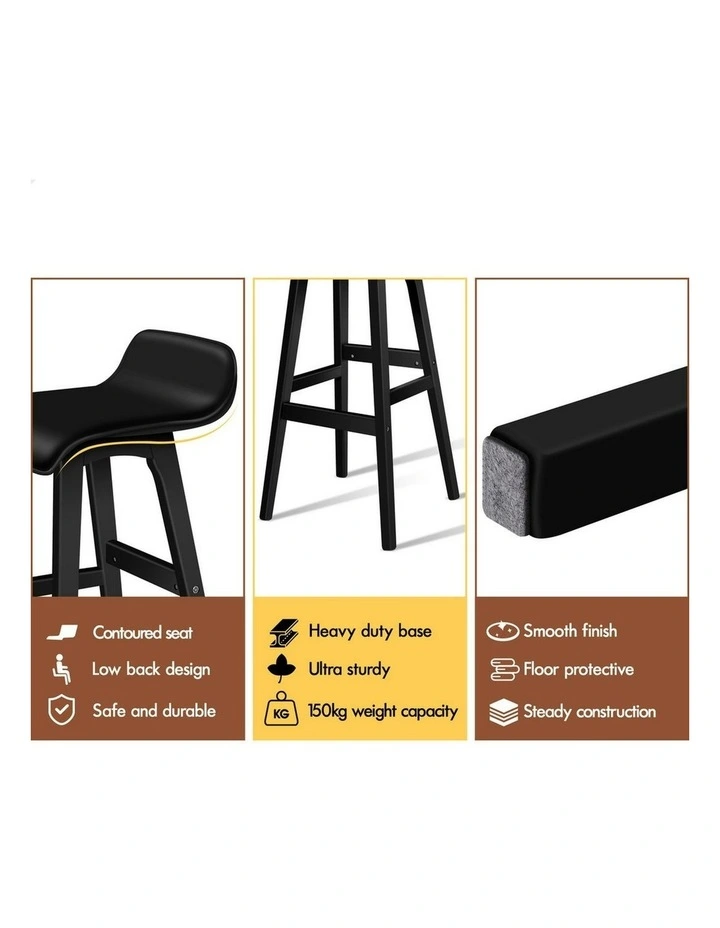 Wooden Bar Stools Set Of 2 in All Black image 5