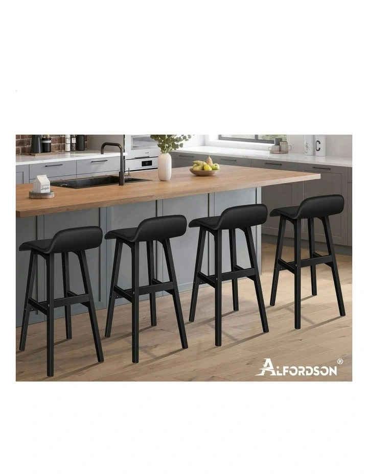 Wooden Bar Stools Set Of 2 in All Black image 6