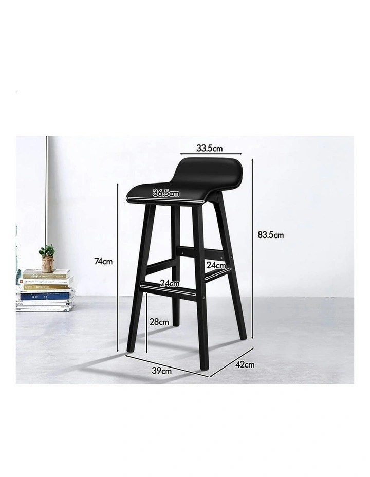 Wooden Bar Stools Set Of 2 in All Black image 7
