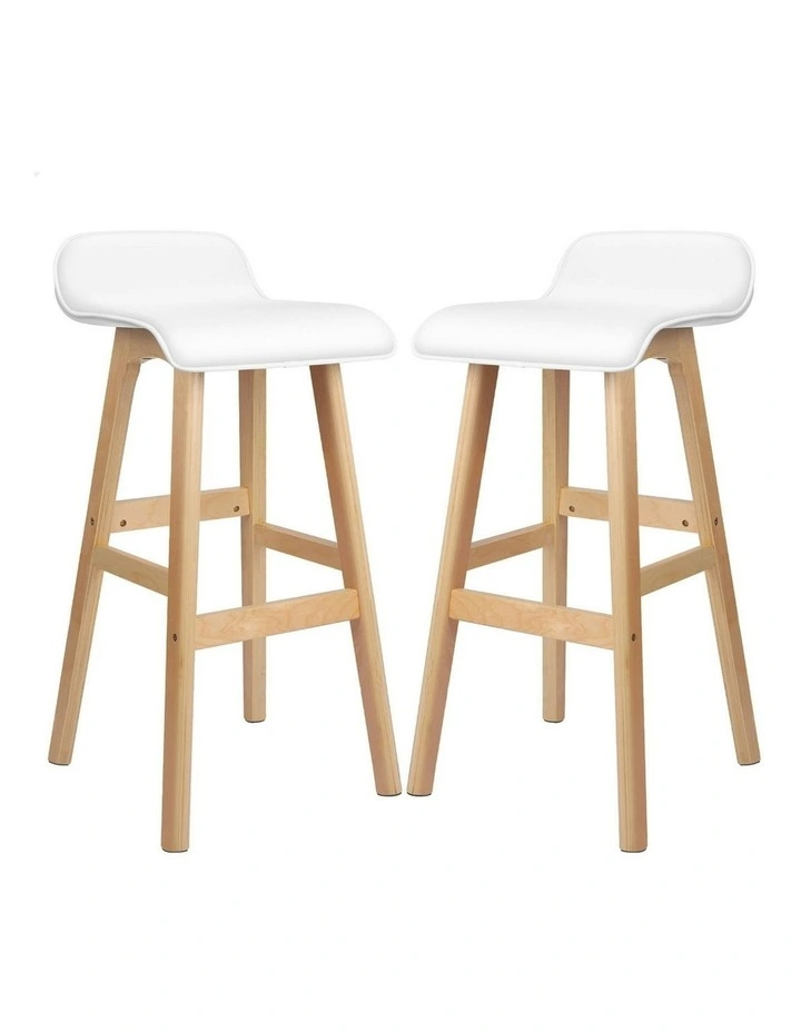 Wooden Bar Stools Set Of 2 in White image 1