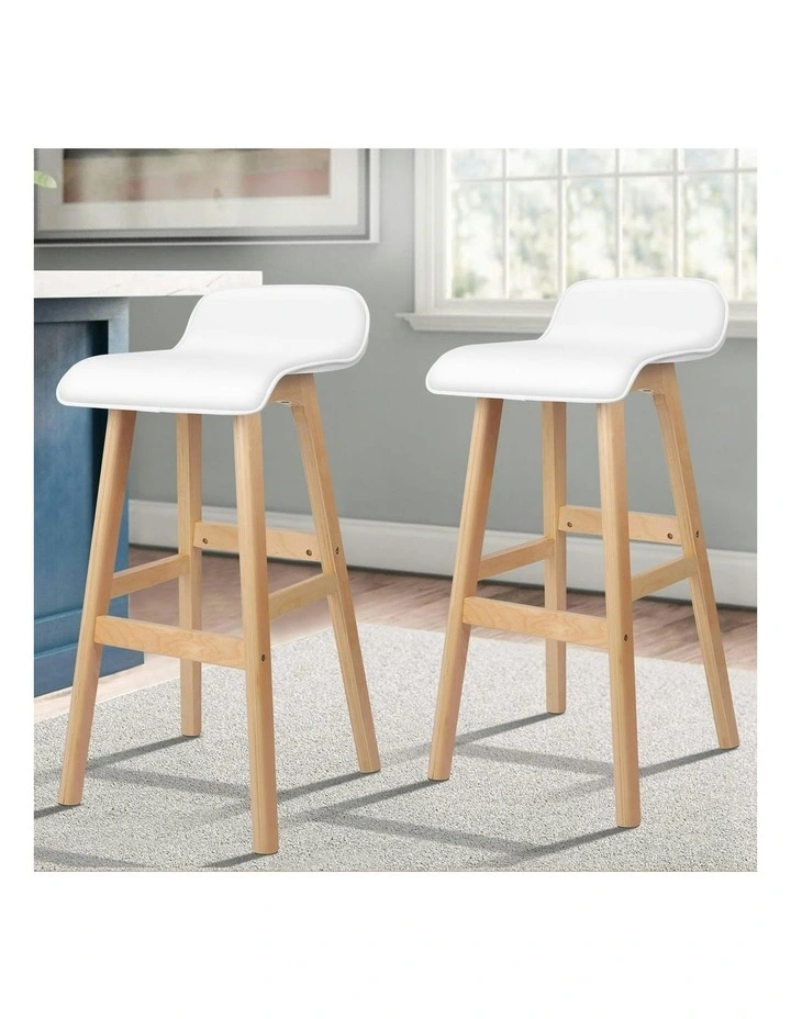 Wooden Bar Stools Set Of 2 in White image 2