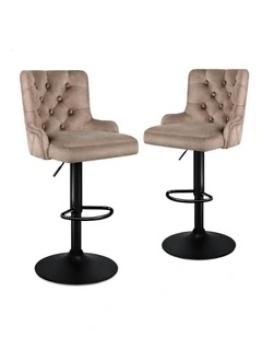 Gas Lift Velvet Kitchen Swivel Bella Bar Stools Set Of 2 in Brown