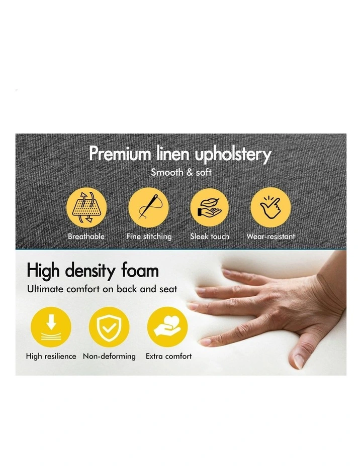 Kitchen Counter Fabric Dining Bar Stools Set Of 2 66cm in Dark Grey image 4