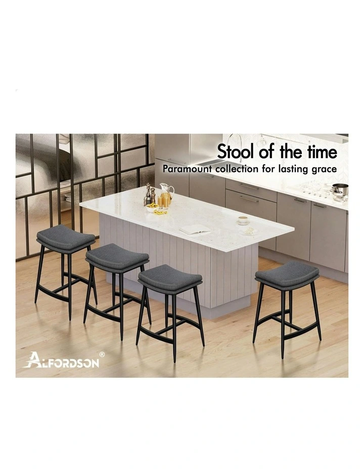 Kitchen Counter Fabric Dining Bar Stools Set Of 2 66cm in Dark Grey image 6