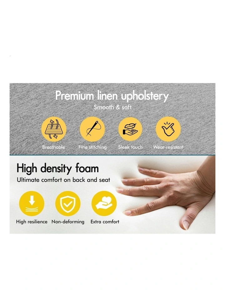 Kitchen Counter Metal Fabric Dining Bar Stools Set Of 2 66cm in Grey image 5