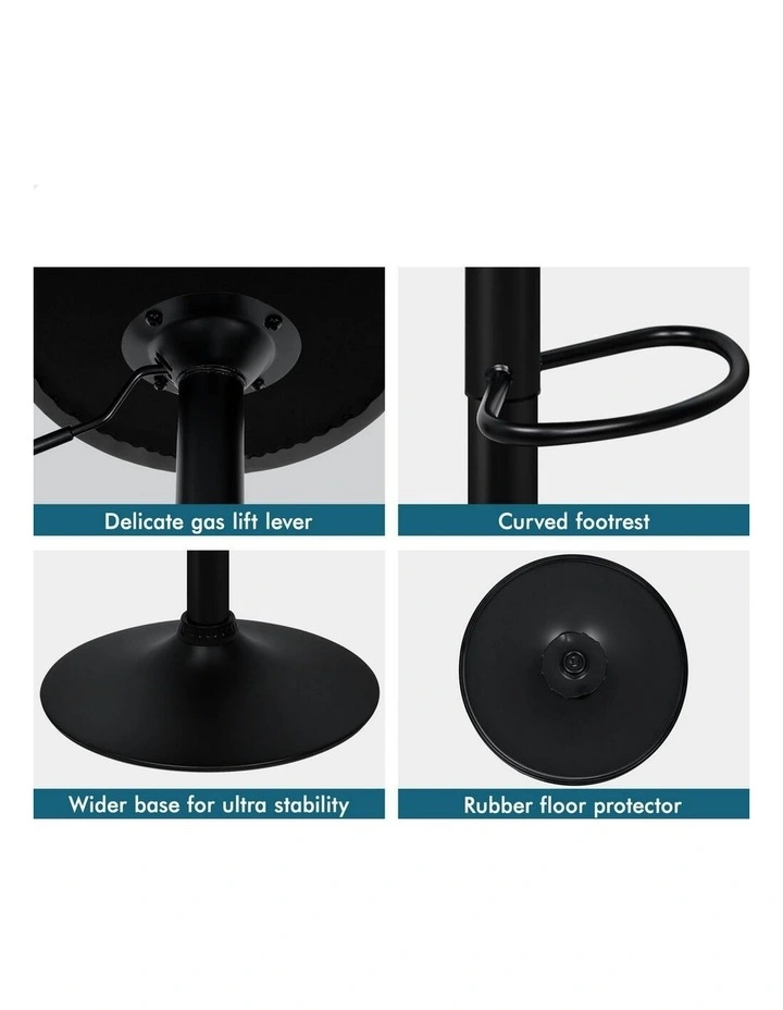 Gas Lift Leather Kitchen Swivel Bar Stools Set Of 2 in Black image 6