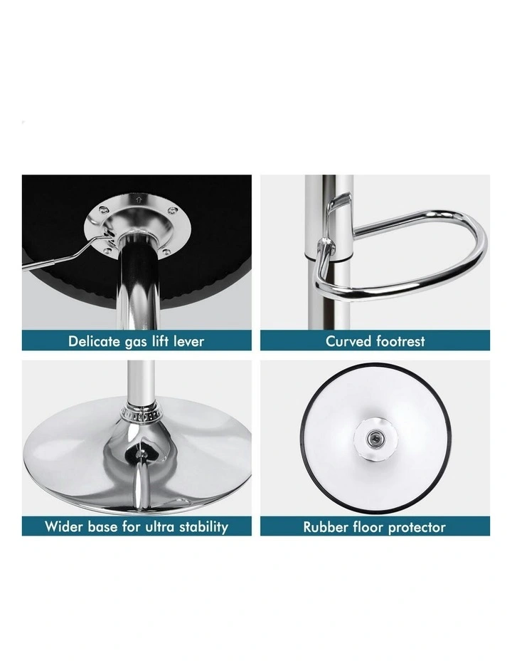 Gas Lift Leather Kitchen Swivel Bar Stools Set Of 2 in Black image 6