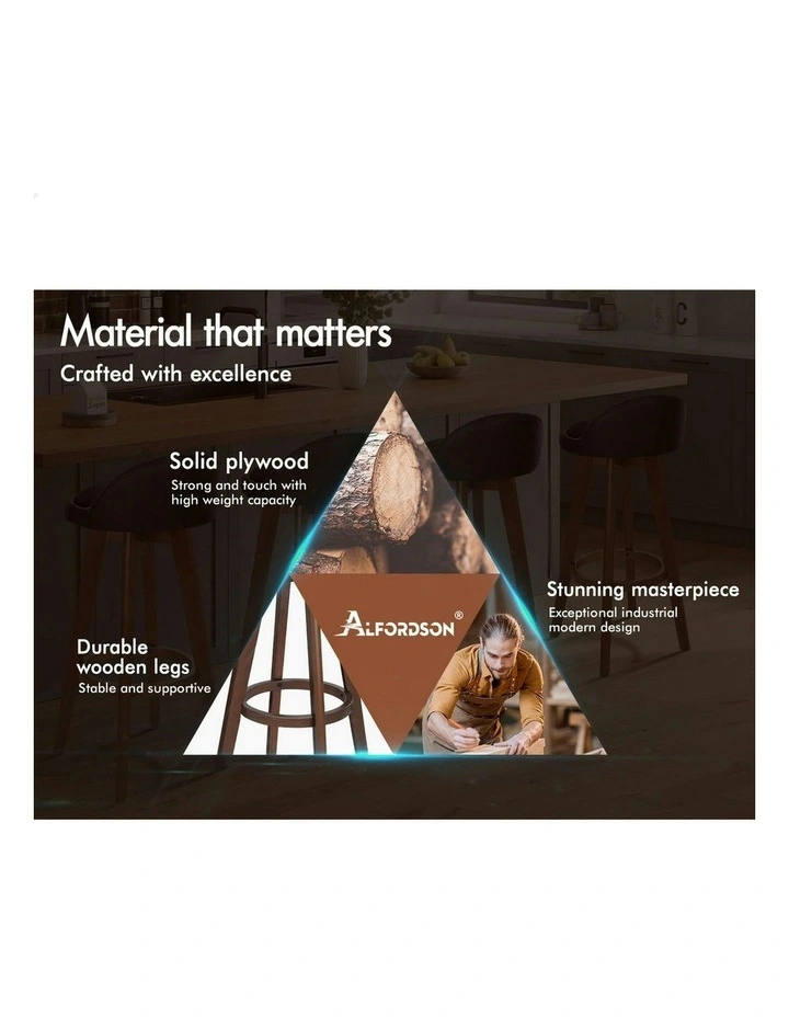 Wooden Bar Stools Set Of 2 in Multi image 2