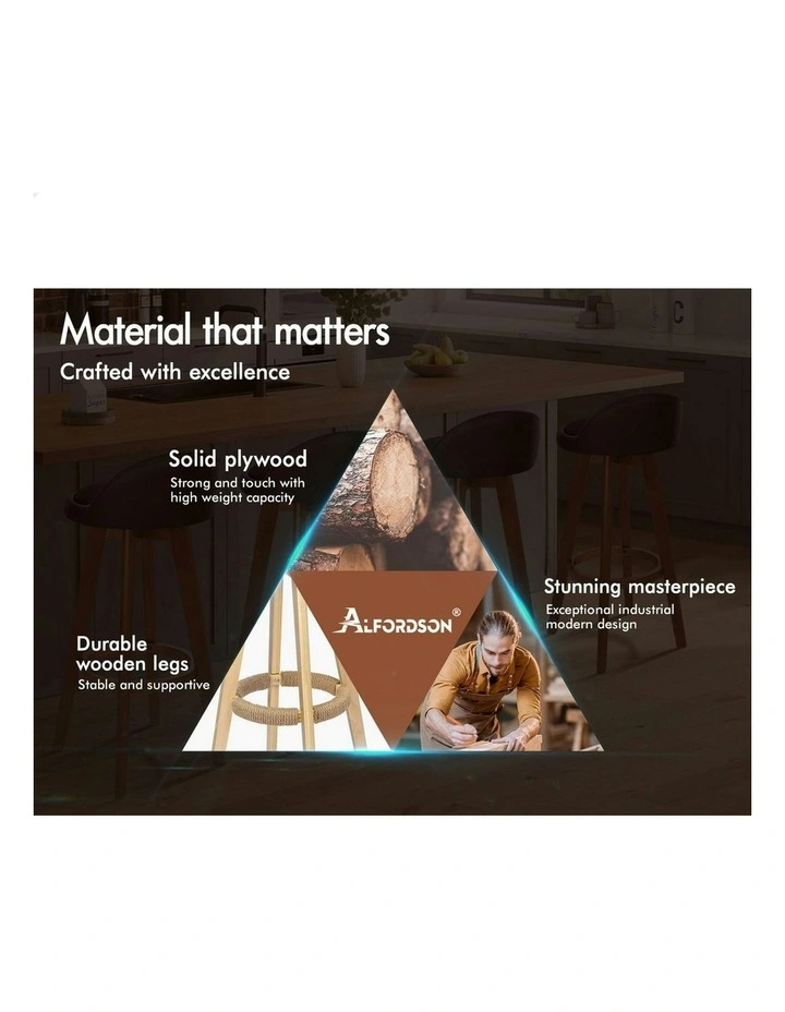 Wooden Bar Stools Set Of 2 in Beige image 4