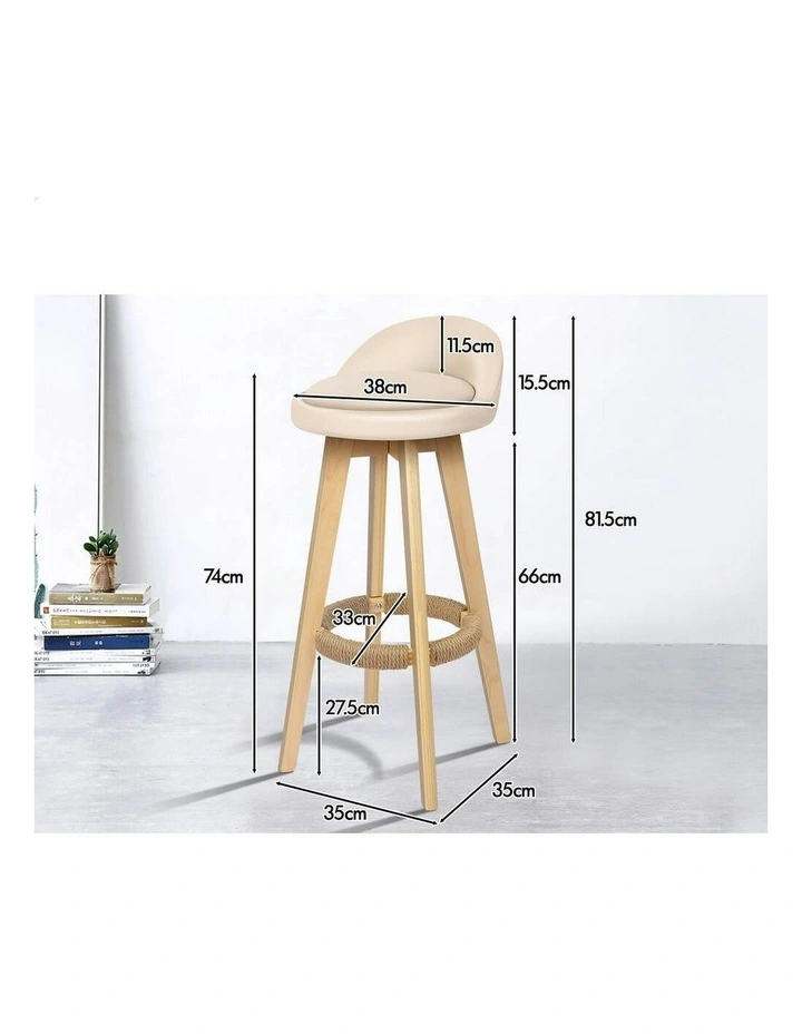 Wooden Bar Stools Set Of 2 in Beige image 7