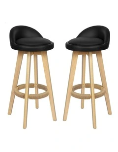Wooden Bar Stools Set Of 2 in Black