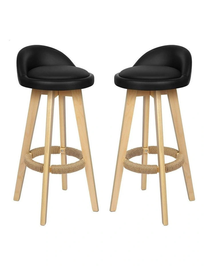 Wooden Bar Stools Set Of 2 in Black image 1
