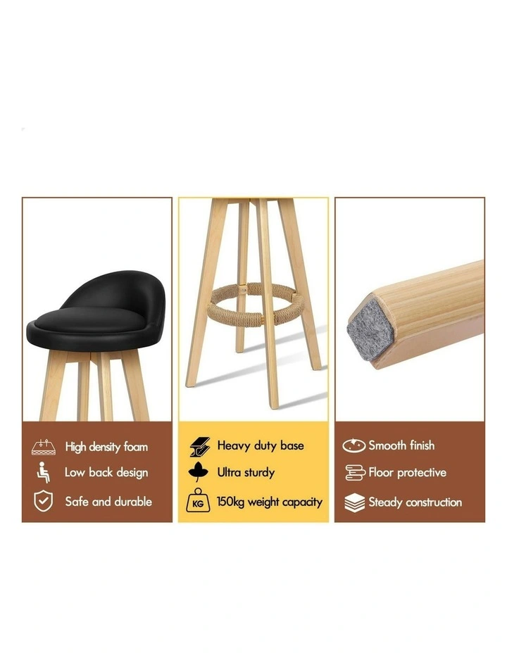 Wooden Bar Stools Set Of 2 in Black image 4
