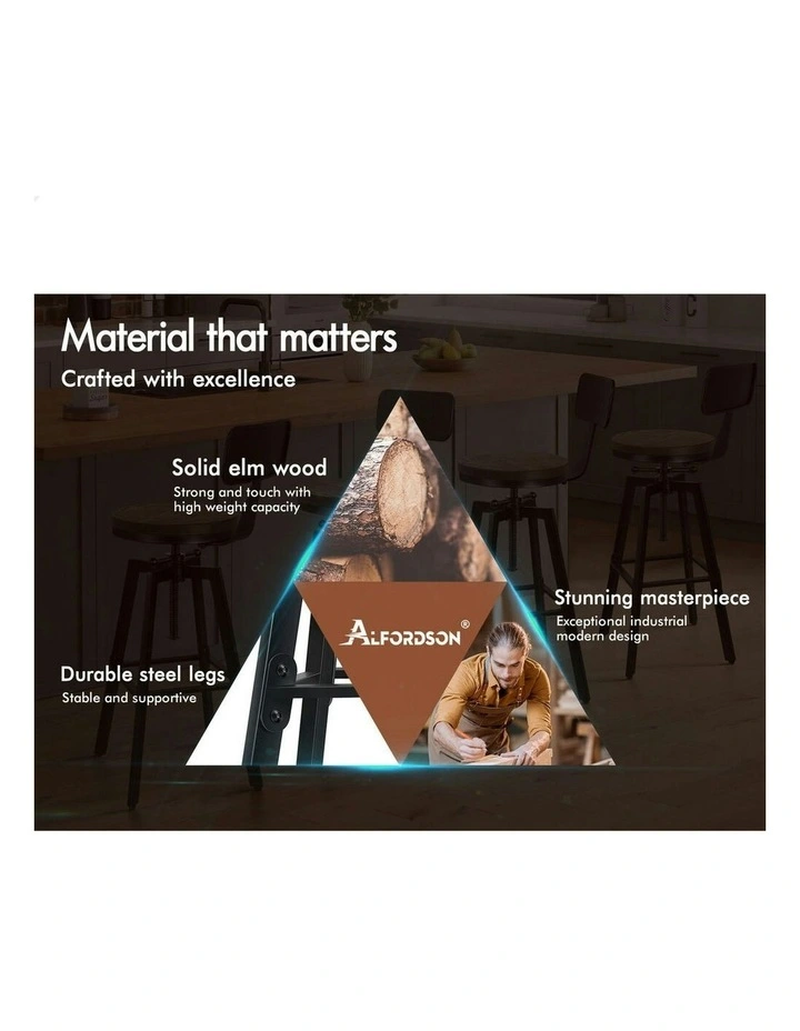 Retro Kitchen Vintage Industrial Backrest Bar Stool x1 in Black image 5