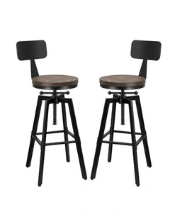 Backrest Bar Stool Set Of 2 in Black