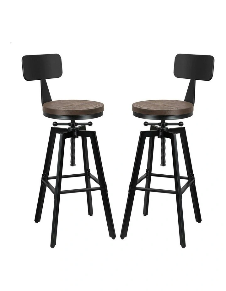 Backrest Bar Stool Set Of 2 in Black image 1