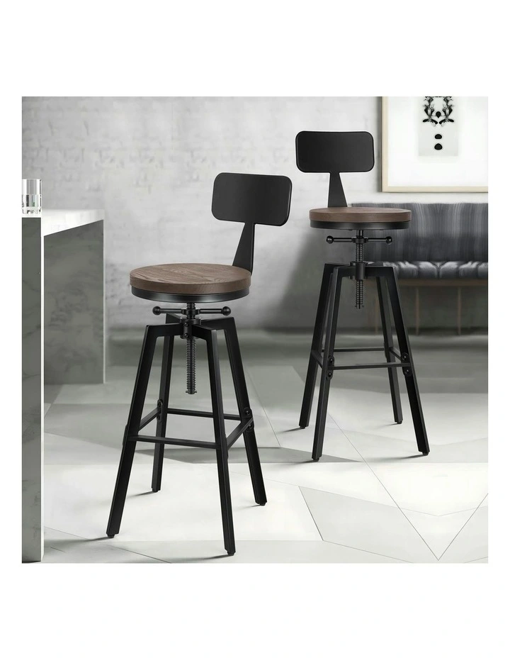 Backrest Bar Stool Set Of 2 in Black image 2
