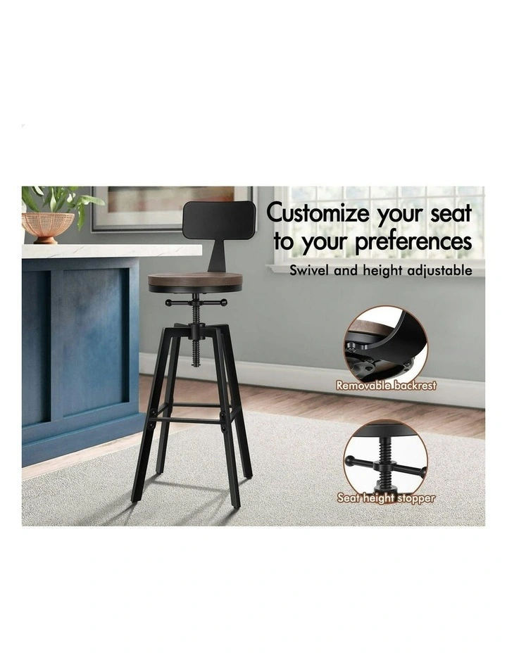 Backrest Bar Stool Set Of 2 in Black image 3