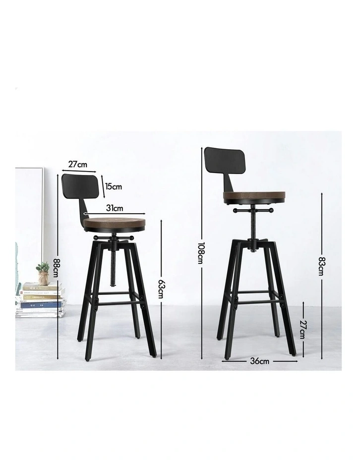 Backrest Bar Stool Set Of 2 in Black image 6