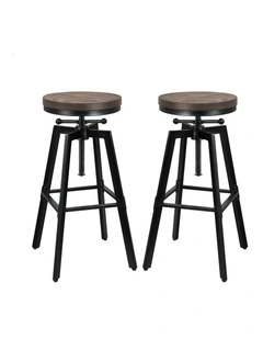 Ezra Vintage Bar Stool Set Of 2 in Black