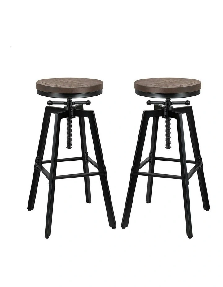 Ezra Vintage Bar Stool Set Of 2 in Black image 1