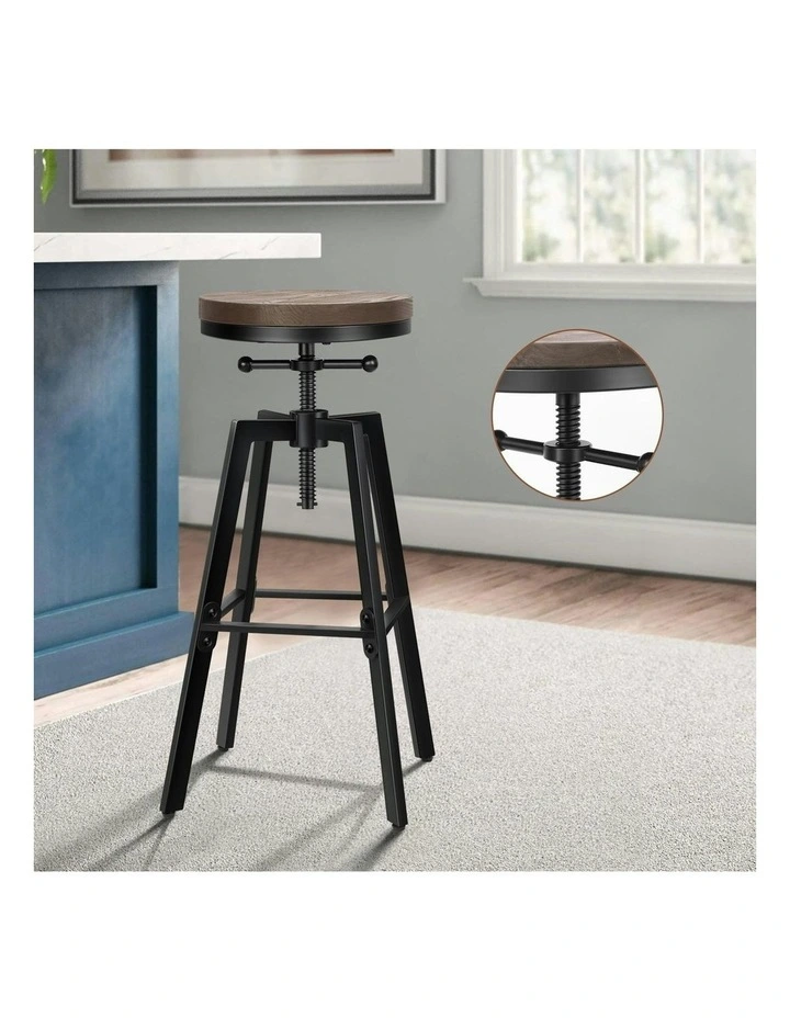 Ezra Vintage Bar Stool Set Of 2 in Black image 3