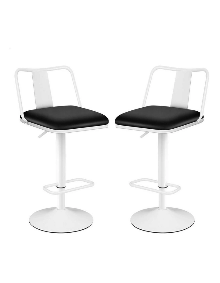 Gas Lift Leather Kitchen Swivel Bar Stools Set Of 2 in White image 1