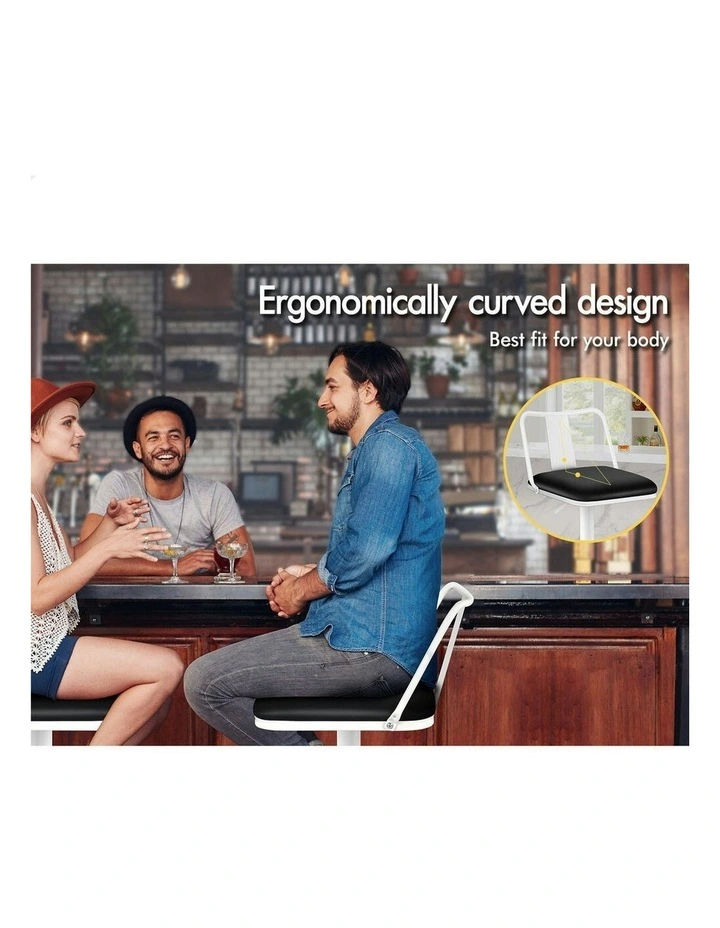 Gas Lift Leather Kitchen Swivel Bar Stools Set Of 2 in White image 3