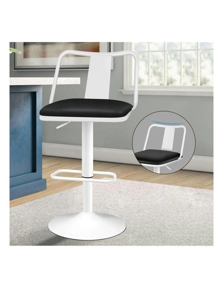 Gas Lift Leather Kitchen Swivel Bar Stools Set Of 2 in White image 4