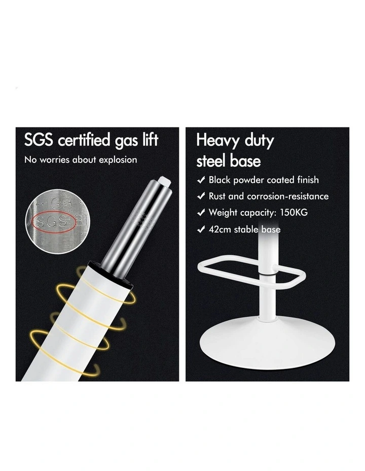 Gas Lift Leather Kitchen Swivel Bar Stools Set Of 2 in White image 5