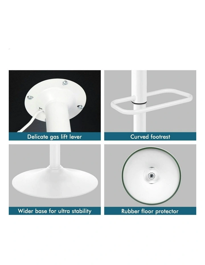Gas Lift Leather Kitchen Swivel Bar Stools Set Of 2 in White image 7