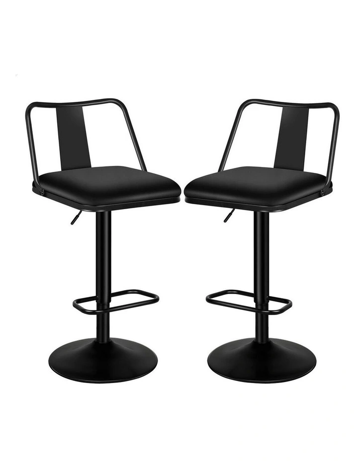 Gas Lift Leather Kitchen Swivel Bar Stools Set Of 2 in Black image 1
