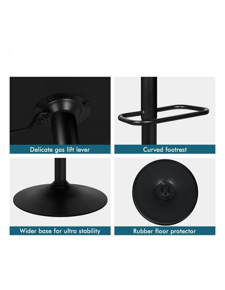 Gas Lift Leather Kitchen Swivel Bar Stools Set Of 2 in Black image 5
