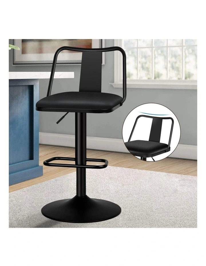 Gas Lift Leather Kitchen Swivel Bar Stools Set Of 2 in Black image 6