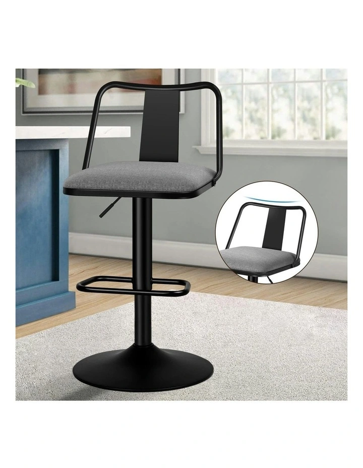 Gas Lift Fabric Kitchen Swivel Bar Stools Set Of 2 in Grey image 2