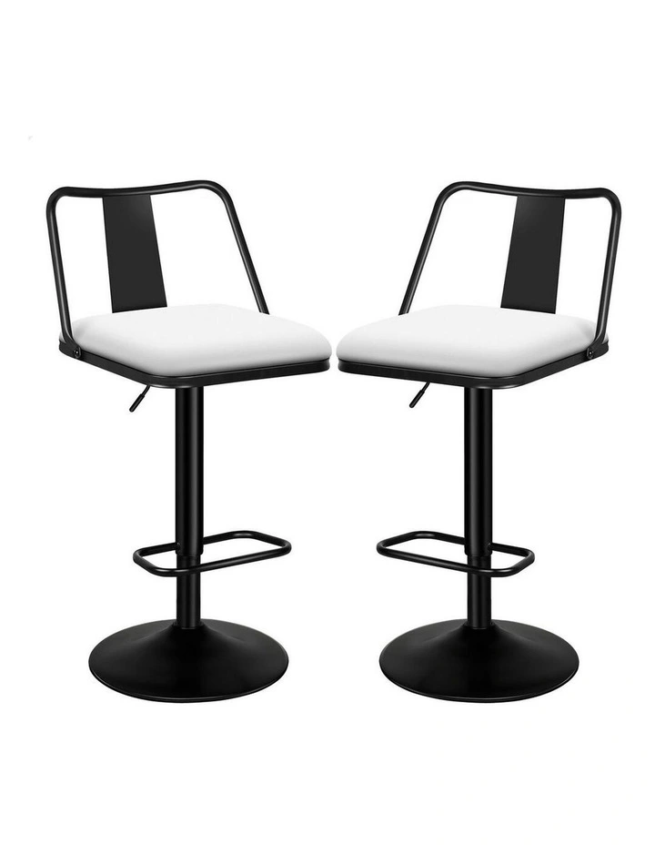 Gas Lift Leather Kitchen Swivel Bar Stools Set Of 2 in White image 1
