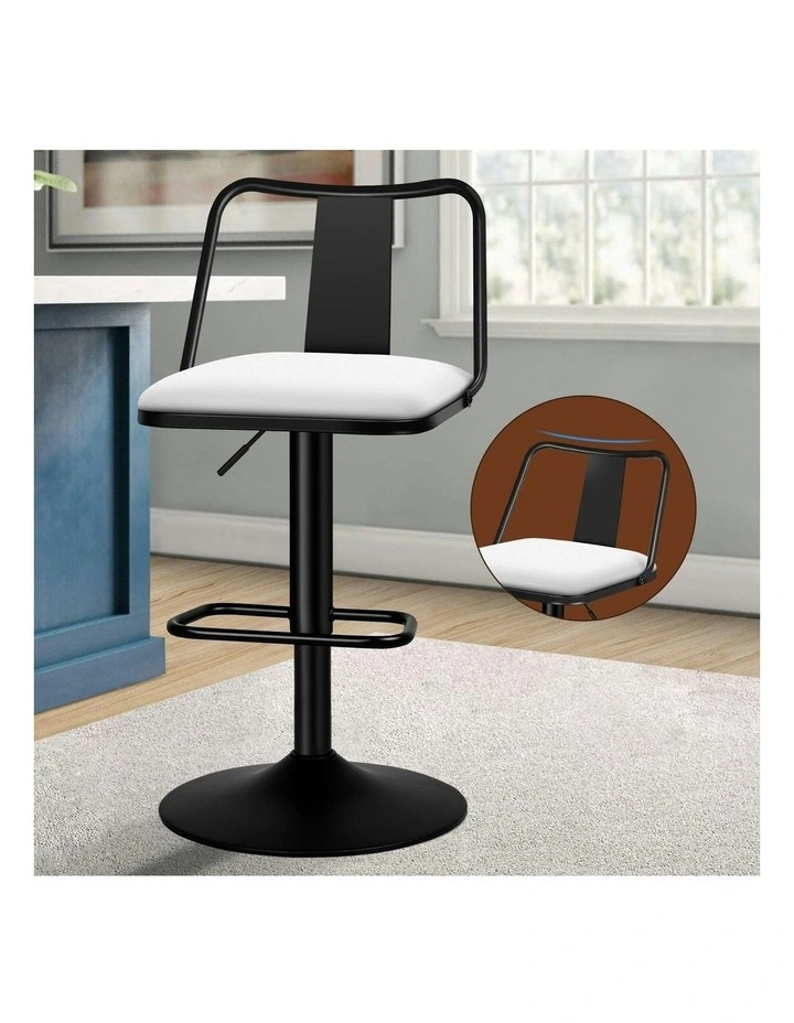 Gas Lift Leather Kitchen Swivel Bar Stools Set Of 2 in White image 2